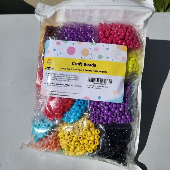 Michaels Other - NEW 4200 Pony Beads Kandi 28 Colors Plastic Beads for Craft Bracelets Hair Beads